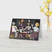 麻雀鳥のグリーティングカード カード (黄色い花)