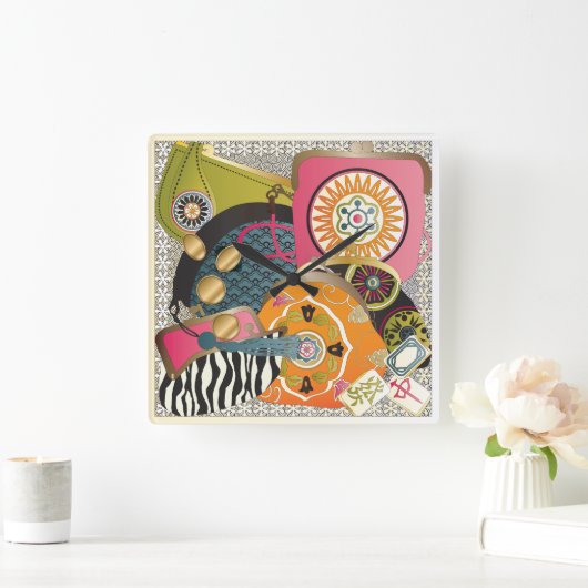 麻雀 スクエア壁時計 (ホーム)