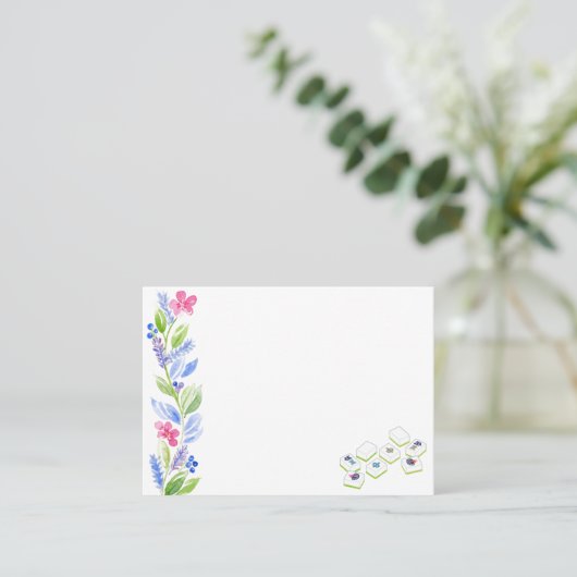 麻雀 水彩の花 プレイスカード (スタンド正面)