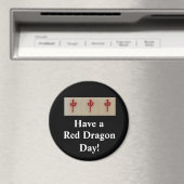 麻雀 – 赤いドラゴンデイマグネットを持つ マグネット (インサイチュ (食洗機))