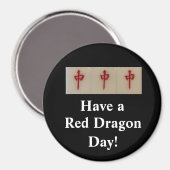 麻雀 – 赤いドラゴンデイマグネットを持つ マグネット (正面/裏面)