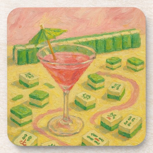 麻雀 Chic Painting カクテル コースター (正面)