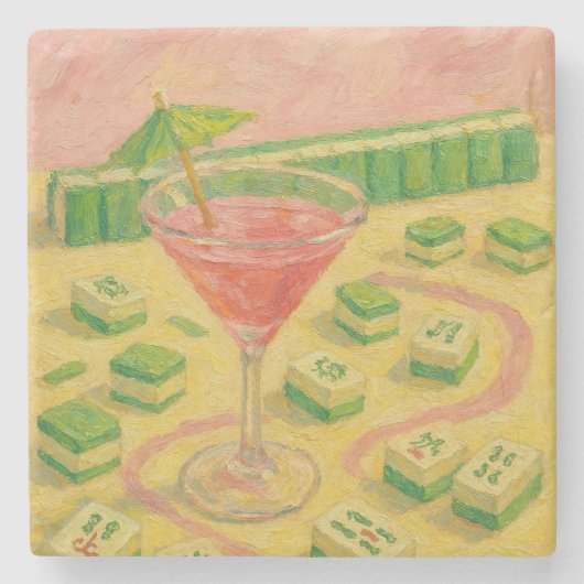 麻雀 Chic Painting カクテル ストーンコースター (正面)