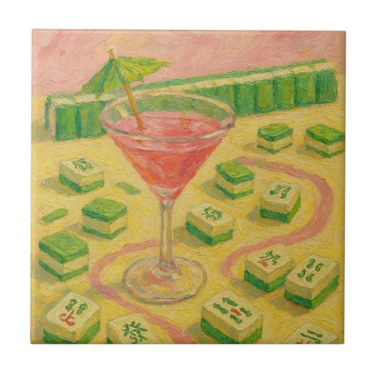 麻雀 Chic Painting カクテル タイル (正面)