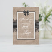 麻、リネン、レースのウェディングセレモニーお礼 サンキューカード (スタンド正面)