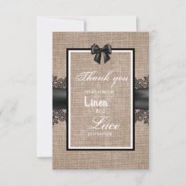 麻、リネン、レースのウェディングセレモニーお礼 サンキューカード