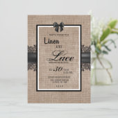 麻、リネン、レースのウェディングセレモニー招待状 招待状 (スタンド正面)