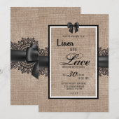 麻、リネン、レースのウェディングセレモニー招待状 招待状 (正面/裏面)