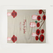 麻 赤 花 マソンジャー フォト 背景ボード タペストリー (正面(横))