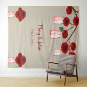 麻 赤 花 マソンジャー フォト 背景 タペストリー (インサイチュ(横))