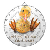 黄おもしろいアヒルウよくはしゃぐィンクハッピースマイル漫画 ダーツボード (正面)