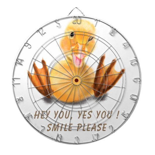 黄おもしろいアヒルウよくはしゃぐィンクハッピースマイル漫画 ダーツボード (正面)