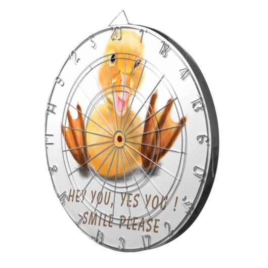 黄おもしろいアヒルウよくはしゃぐィンクハッピースマイル漫画 ダーツボード (正面右)