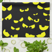 黄おもしろい目付きキッ怒チオ キッチンタオル (折り畳み)