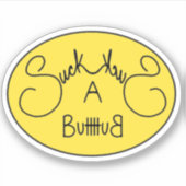黄おもしろい色の不作法な吸お尻 シール (正面)