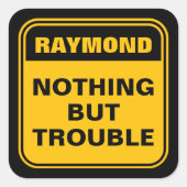 黄おもしろい色はトラブル警告のサインsque スクエアシール (正面)