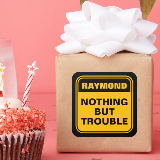 黄おもしろい色はトラブル警告のサインsque スクエアシール (パーティー)