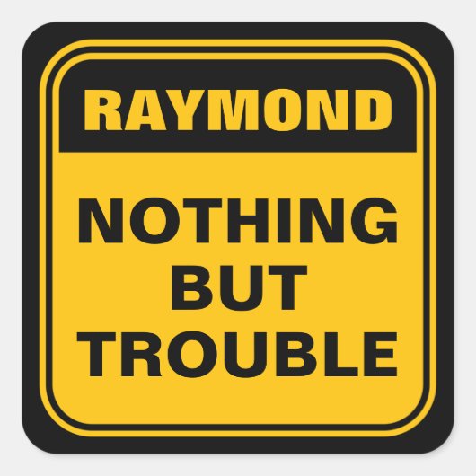 黄おもしろい色はトラブル警告のサインsque スクエアシール (正面)