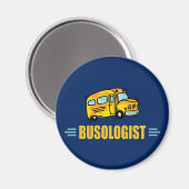 黄おもしろい色スクールバスユーモアのある運転手 マグネット (正面/裏面)