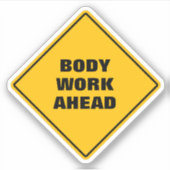 黄おもしろい色体前道路標識 シール (正面)