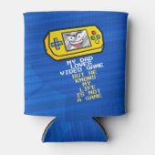 黄おもしろい色携帯ゲーム父の日の挨拶 缶クーラー (正面)