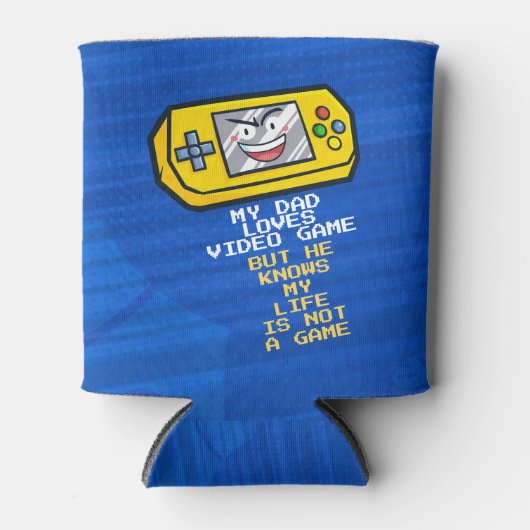 黄おもしろい色携帯ゲーム父の日の挨拶 缶クーラー (正面)