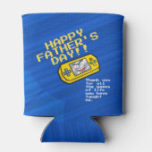 黄おもしろい色携帯ゲーム父の日の挨拶 缶クーラー (裏面)