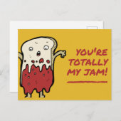 黄おもしろい赤トースト ポストカード (正面/裏面)