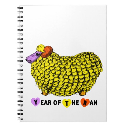 黄おもしろいRAM年中国の〔占星術の〕十二宮図誕生日NotB ノートブック (正面)