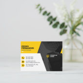 黄および白のクリエイティブ名刺テンプレート 名刺 (スタンド正面)