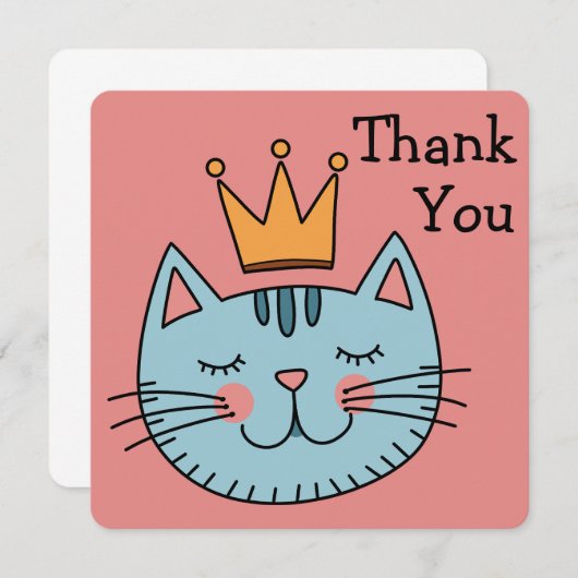 黄お洒落冠の青い猫ありがとう (正面/裏面)