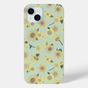 黄お洒落色ティール(緑がかった色)ひま色彩の鮮やかわい iPhone 15 MINIケース