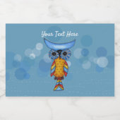 黄お洒落色フクロウカラフル羽円 フードラベル (シングルラベル)