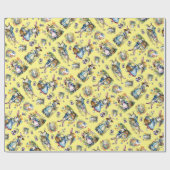 黄お洒落色ヴィンテージイースターバニー ラッピングペーパー (フラット)