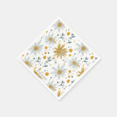 黄お洒落色及び白色花柄 スタンダードカクテルナプキン (角)