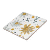 黄お洒落色及び白色花柄 タイル (側面)