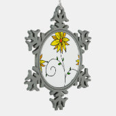 黄お洒落色花ドードルアート スノーフレークピューターオーナメント (左)