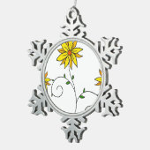 黄お洒落色花ドードルアート スノーフレークピューターオーナメント (右)