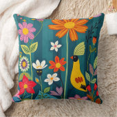 黄お洒落鳥 クッション (ブランケット)