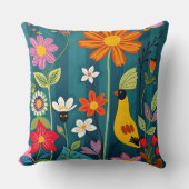 黄お洒落鳥 クッション (正面)