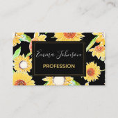 黄かわいらしと黒のひまわり水絵を描色 名刺 (正面)