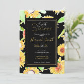 黄かわいらしと黒のひまわり水絵を描色 招待状 (スタンド正面)