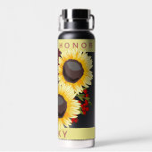 黄かわいらしひまわりメイド・オブ・オーナー(花嫁付き添い人)名結婚の名前 ウォーターボトル (背面)