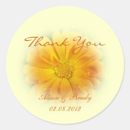 黄かわいらしデイジー花 ラウンドシール