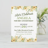 黄かわいらしデイジー誕生日パーティーの招待 招待状 (スタンド正面)