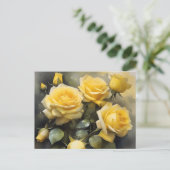 黄かわいらしバラ園水絵を描色 ポストカード (スタンド正面)