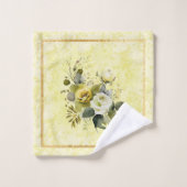 黄かわいらしフローラダマスクタオルセット バスタオルセット (ウォッシュタオル)