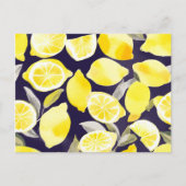 黄かわいらしレモン | かわいい水色 ポストカード (正面)