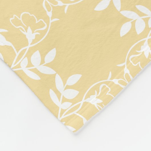 黄かわいらし淡い色の花模様毛布 フリースブランケット (角)