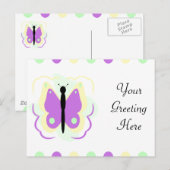 黄かわいらし紫の蝶はがき ポストカード (正面/裏面)